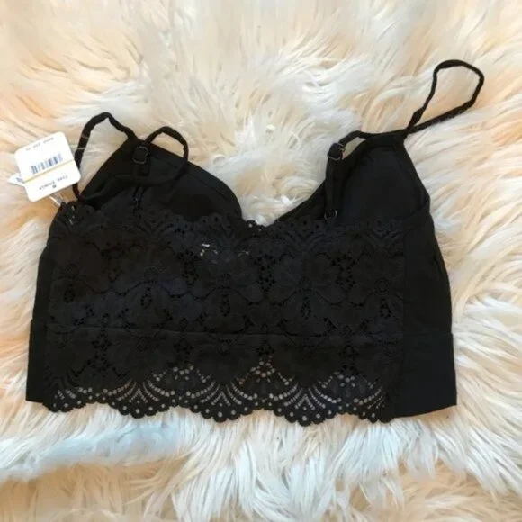 Free People Black Lace Va Va Voom 2pc Crop Top Skirt Set - Picture 5 of 8